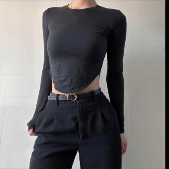 Aritzia Wilfred Potion Rounded Baseball Hem Cropped Jersey Longsleeve Top - Picture 1 of 10